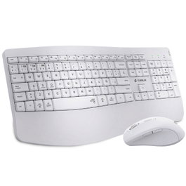 SUBBLIM Combo Dual Prowave SUBKBC-DCOPW1 - Teclado y Ratón Ergonómicos Inalámbricos Recargables, Español QWERTY, Bluetooth 5.3 y USB, Multidispositivo, Blanco